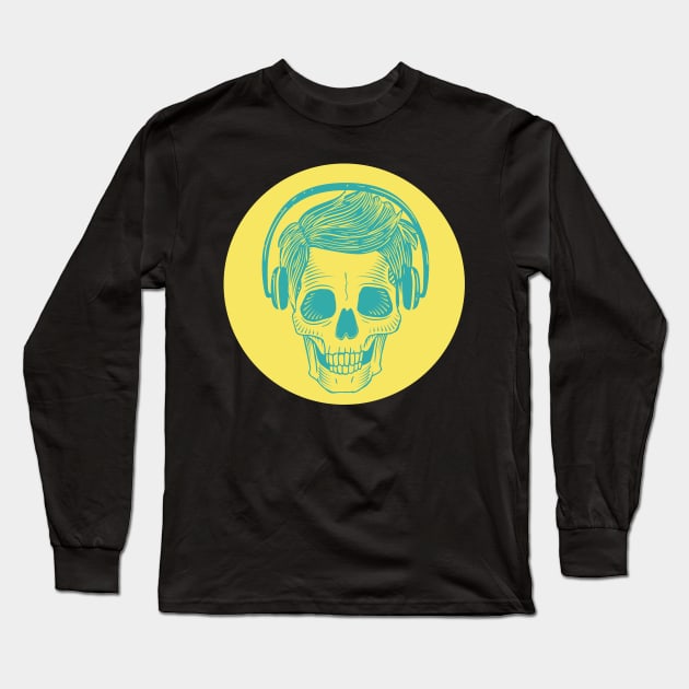 Skull with headphones Long Sleeve T-Shirt by madeinchorley